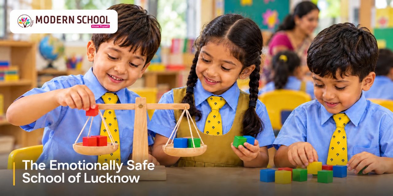 Children learning at Modern School, Lucknow